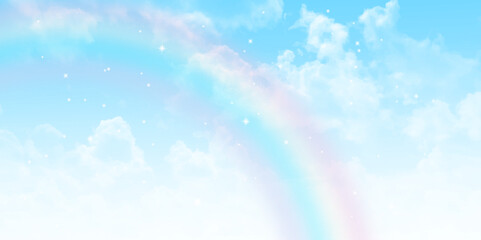 Bright white clouds over blue sky. 