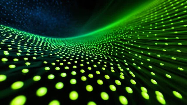 A captivating digital pattern showcasing vibrant green dots on a dark background.