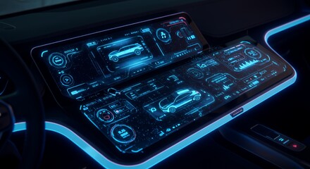 Futuristic Car Dashboard: Advanced Technology and Interface Design