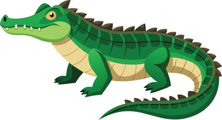 Obraz premium Cute Green Crocodile Cartoon Illustration