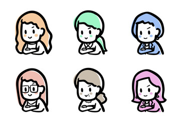 腕組みする、女性のバリエーション