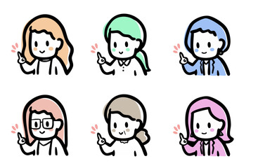 ポイントを指差す、女性のバリエーション