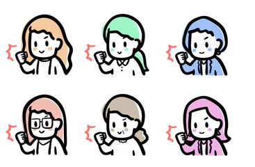 ガッツポーズをする、女性のバリエーション