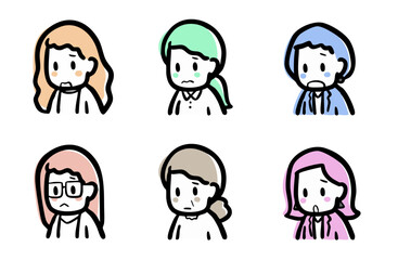 困った表情の、女性のバリエーション