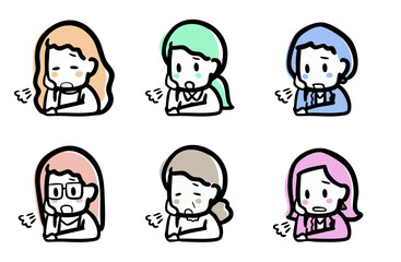 頬杖をついてため息を吐く、女性のバリエーション