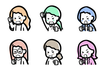 怒った表情の、女性のバリエーション