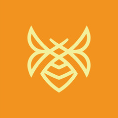 Bee Logo Design, modern bee with lineart style, bee logo design template element, vector illustration