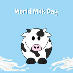 Blue and White Illustrative World Milk Day Instagram Post
