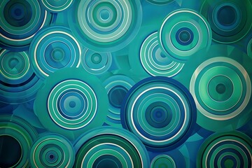 Abstract Teal and Blue Concentric Circles: A Visual Symphony of Interlocking Rings, Creating a Mesmerizing and Dynamic Pattern, Evoking Feelings of Depth and Movement. Perfect for Backgrounds, Designs