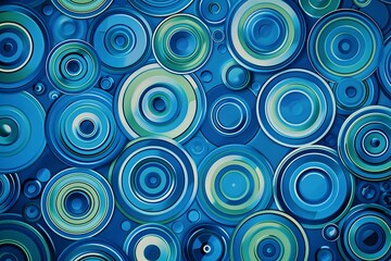 Abstract Blue Concentric Circles:  A Visual Exploration of Circular Patterns, Overlapping Rings, and Geometric Designs in Vibrant Hues, Creating a Dynamic and Modern Abstract Art Composition.
