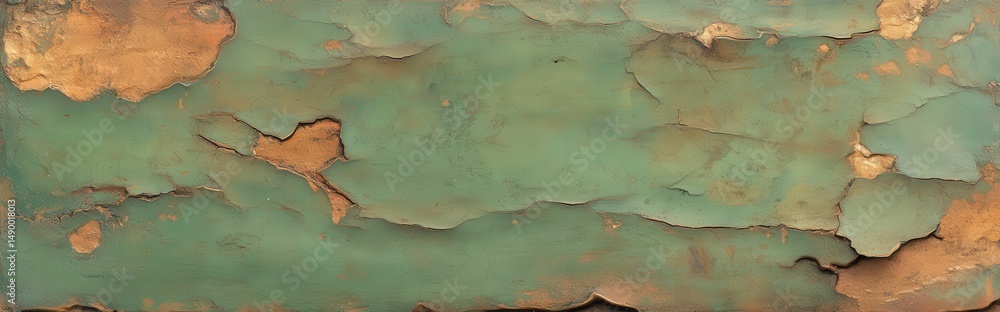 Poster oxidation marks on copper plate forming an abstract surface with unique textures and colors