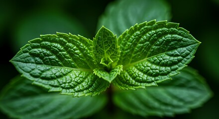 Close-up Photography of Vibrant Green Mint Leaves, Detailed Texture and Lush Foliage