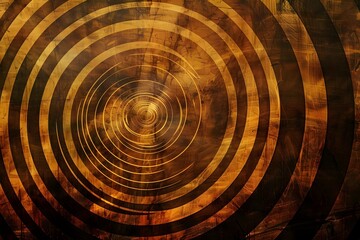 Abstract Concentric Circles Design: Brown and Gold Hues Spiral into Depth, Creating a Textured, Visual Masterpiece with Intricate Details and a Hypnotic Effect.  Graphic Resource for Artistic Projects