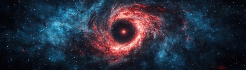 Obraz premium astrophysical phenomenon with black hole and space-time. Simulated time-lapse of star orbiting supermassive black hole at galactic center