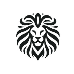 Abstract Cool Lion Logo, Creative Mane Pattern, Monochrome Vector Design
