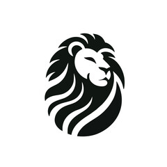 Cool Lion Logo, Modern Flat Lion Logo, Smooth Curves and Shapes, Simple Silhouette