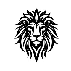 Tribal Cool Lion Logo, Monochrome Vector Style