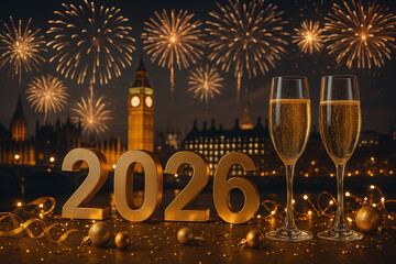 Golden 2026 London New Year: Fireworks, Champagne Toast & Big Ben Celebration