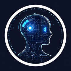 Obraz premium Head Silhouette with Circuit Board Design Representing Neural Network and Future Technology