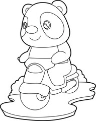 Panda Scooter Animal Vector Graphic Art Illustration