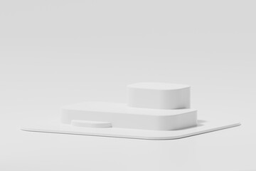 Minimal 3D Podium Display on solid white color Background for Product Presentation, 3d rendering