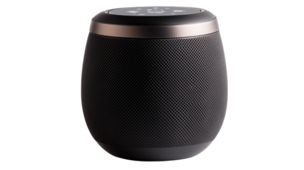 A smart speaker with intelligent voice, modern speaker with smart voice, smart speaker with intelligent voice system, voice-operated smart audio device, on a transparent backgrounds