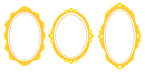 Golden frame set border designed in doodle style on transparent background for digital printing, wedding card, scrapbook, cover design, label printing and more. Hand drawn illustration.