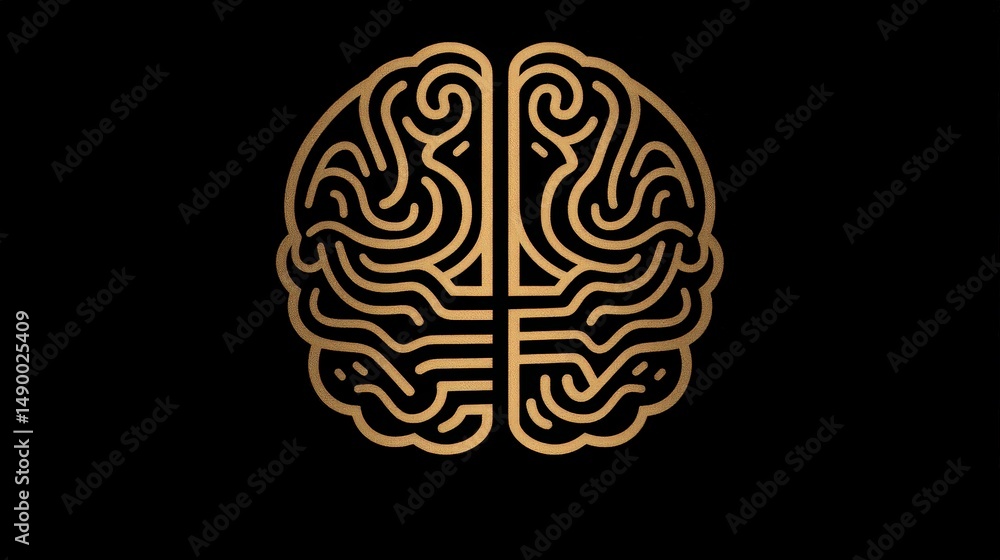 Aufkleber design a clean and simple brain icon with two interlocking halves, one half made of organic lines an