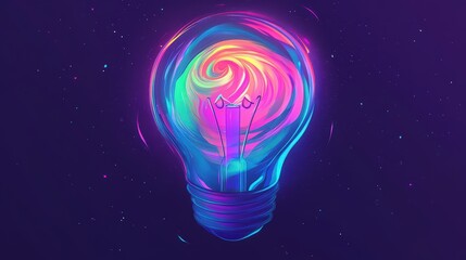 Design a glowing light bulb icon with swirling energy inside, symbolizing the power of imagination and limitless ideas.