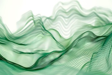 Abstract Green Waves Flowing Seamlessly, Creating a Dynamic and Elegant Visual Experience with Intricate Details, Showing Organic Movement and Subtle Light Variations, Evoking a Sense of Serenity and 