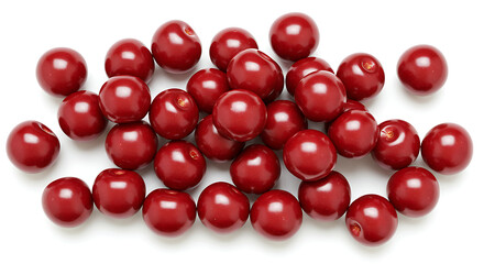 Glossy red cherries clustered together