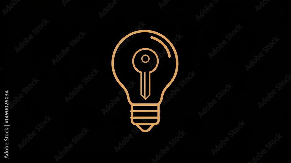 Poster design a light bulb icon with a key inside, symbolizing unlocking knowledge and discovering new poss
