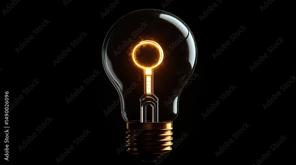 Poster design a light bulb icon with a key inside, symbolizing unlocking knowledge and discovering new poss