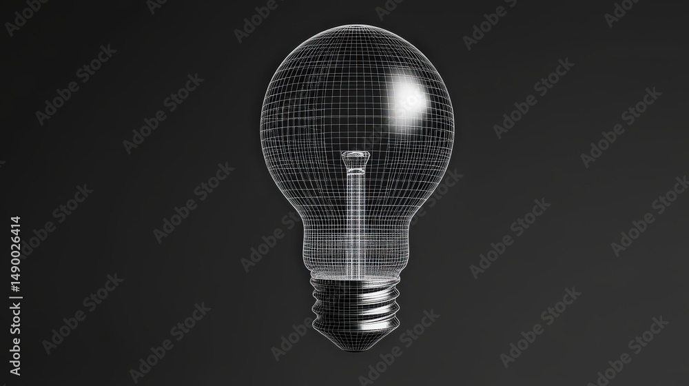 Poster design a modern light bulb icon with a wireframe structure, symbolizing innovation in the digital ag