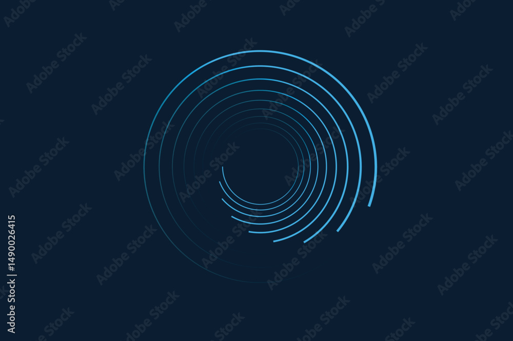 Poster radial spinning spiral pattern. circular speed lines form collection. rotating circle sound wave con