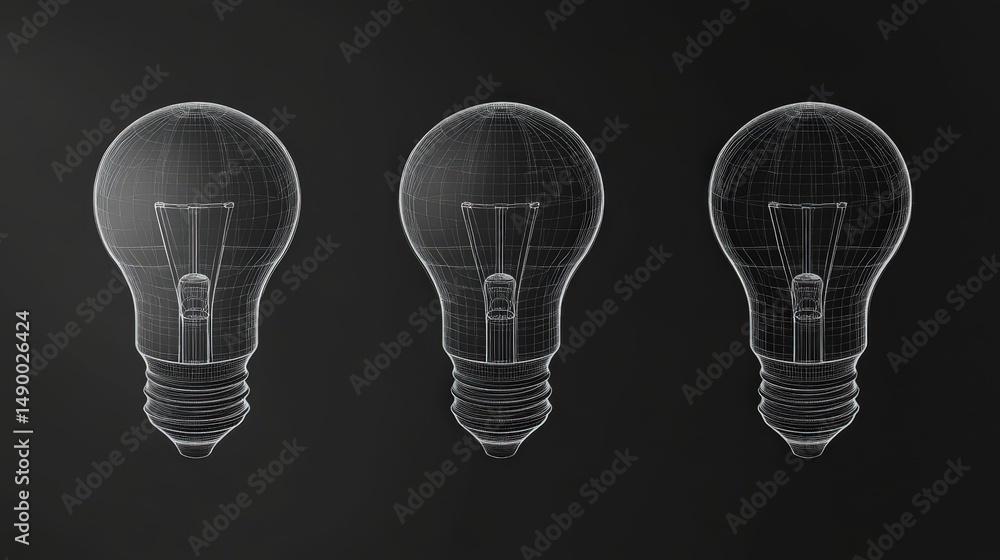 Poster design a modern light bulb icon with a wireframe structure, symbolizing innovation in the digital ag