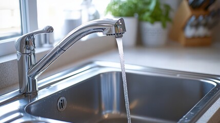 A kitchen sink with a built-in garbage disposal system, featuring a sleek design and a high-quality faucet, perfect for efficiency and practicality in a busy kitchen