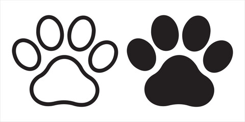 paw print icon silhouette vector on white background.