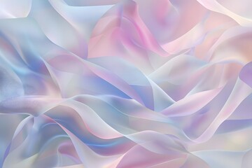 Pastel Hues: Abstract Waves of Sheer Fabric Flow Gracefully, Creating a Dreamy and Serene Visual Masterpiece.  Soft, Gentle Color Palette Evokes Feelings of Calm and Tranquility.