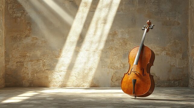Elegant cello in a sunlit room.