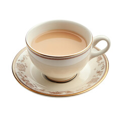 Cup of Milk Tea on Saucer Isolated on Transparent Background