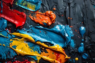Vibrant Hues: An Abstract Oil Painting of Swirling Colors, Bold Strokes, and Textured Surfaces, Creating a Dynamic Visual Experience. the Artist's Creative Process with Thick Impasto Technique.
