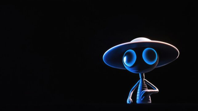 Alien in shadow large eyes glow