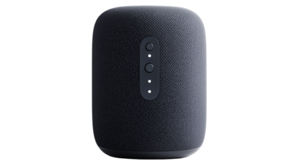 A smart speaker with intelligent voice, modern speaker with smart voice, smart speaker with intelligent voice system, voice-operated smart audio device, on a transparent backgrounds