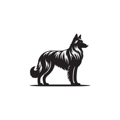 Norwegian Elkhound dog silhouette vector features a bold, sturdy profile capturing the breed’s strong, wolf-like appearance, perfect for graphic design, pet art, or logo use.
