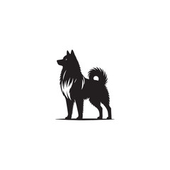 Norwegian Elkhound dog silhouette vector features a bold, sturdy profile capturing the breed’s strong, wolf-like appearance, perfect for graphic design, pet art, or logo use.
