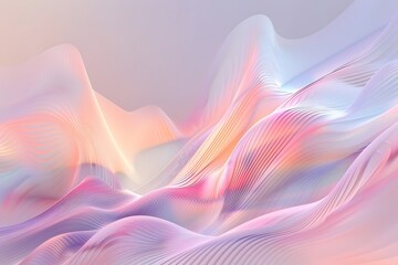 Abstract Pastel Waves:  A Serene 3D Render of Soft, Flowing Lines and Gentle Curves in a Dreamlike, Calming Color Palette, Creating a Visually Appealing and Tranquil Abstract Landscape, Perfect for Ba