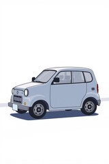 Fototapeta premium Compact small car cartoon style city vehicle design urban transport economy