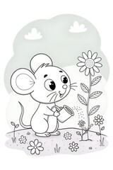 Obraz premium Colouring page for kids, hand drawn vector illustration of a cartoon, pre school Colouring page, animal Colouring page, flower Colouring page, adult Colouring page,printables 