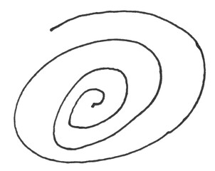 A circle drawn with a ballpoint pen. Handwritten. spiral